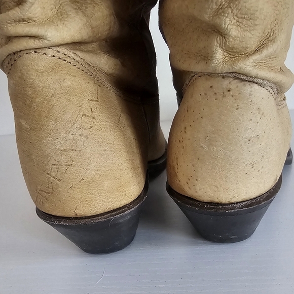 Dingo Vintage 80's Slouchy Tan Nubuck Cowboy Wester Women's Boots Size 6.5M - Picture 11 of 16